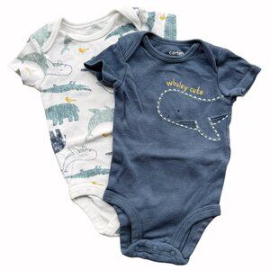 Carters Baby Bodysuits Bundle 0-3 Months Whaley Cute Whale Print Cotton Onesies